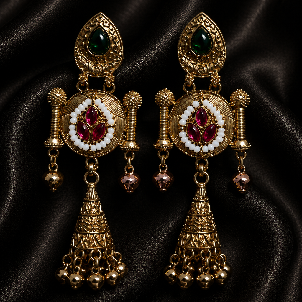 Rangrez Temple Jhumka Earrings
